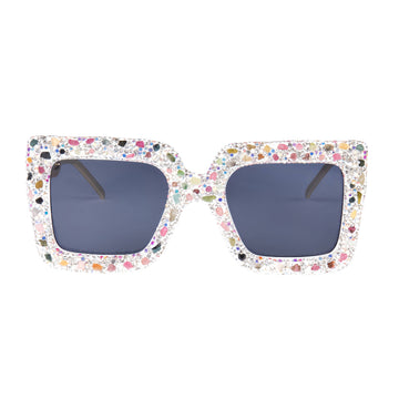 Handmade Rhinestone Stone Square Sunglasses