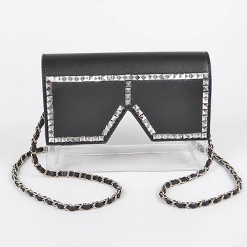Square Rhinestone Glasses Clear Clutch
