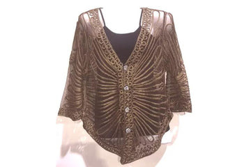 Ladies Metallic Gold Sheer Blouse