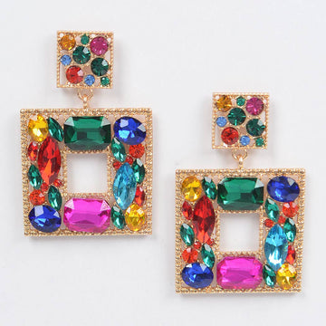 Double Square Bejeweled Earring: MT2