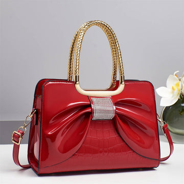 Glossy Bow Handbag Crossbody Bag
