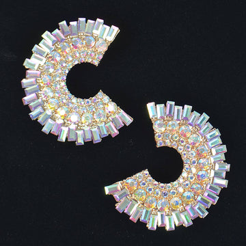 Multi Shape Rhinestone Earring: Gold
