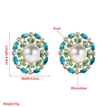 Pearl Rhinestone Stud Earrings