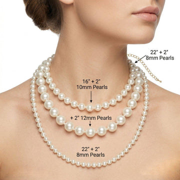 Classic Cream Glass Pearl Necklace and Earrings Set