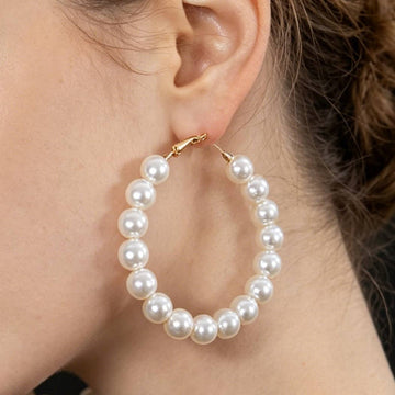 Upside Down Pearl Hoop Earrings