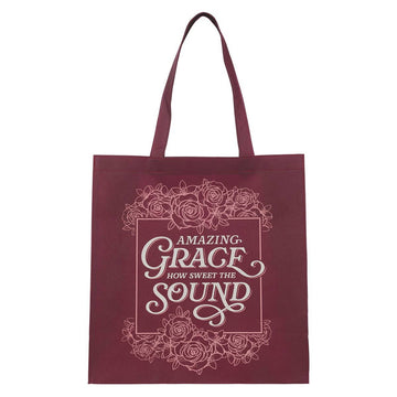 Amazing Grace Burgundy Reusable Tote Bag