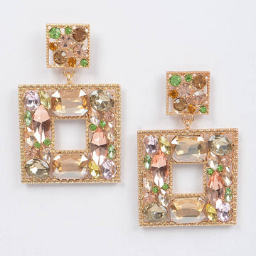 Double Square Bejeweled Earring: MT2