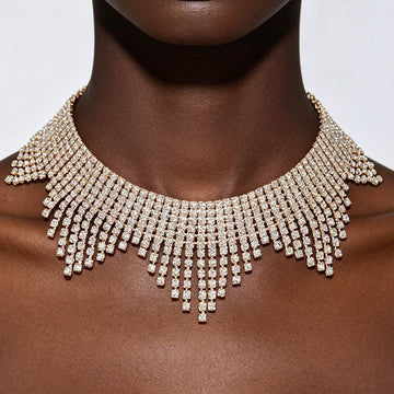 Rhinestone Drop Choker Necklace
