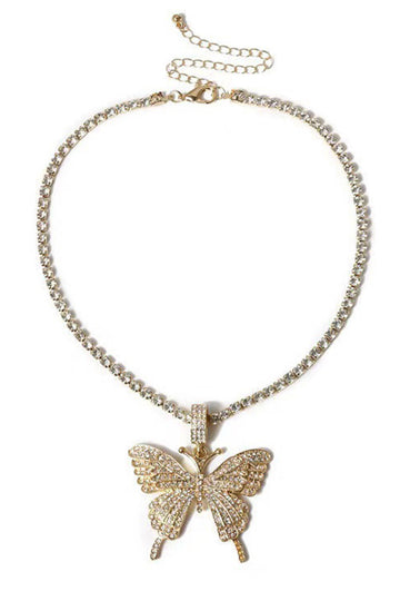 Rhinestones Butterfly Necklace