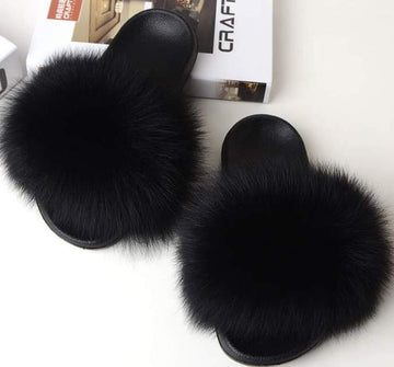 Ladies Fur Slides