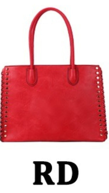 Vegan Leather Large Studded Tote Handbag