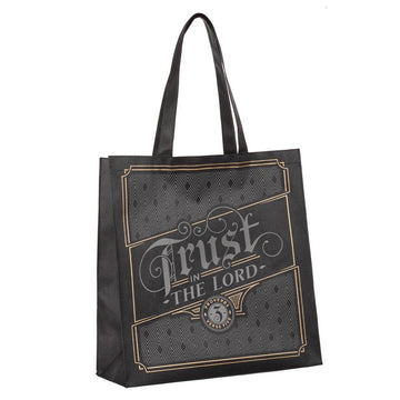 rust in the Lord Charcoal and Gold Reusable Tote Bag