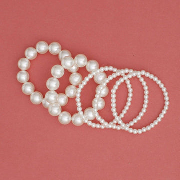 5-Piece Cream Pearl Classic Coordinated Bracelet Set