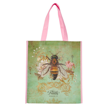 Faith Bee Green Non-Woven Coated Tote Bag